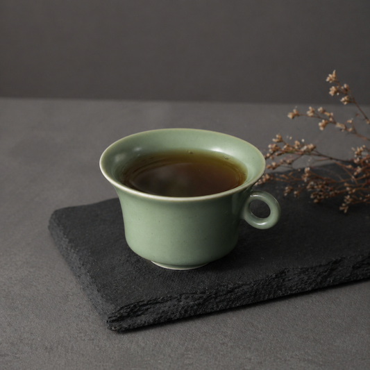Celadon Ceramic Tea Cups Set of 2 – Minimalist Chinese Teacups with Handle | Orithing