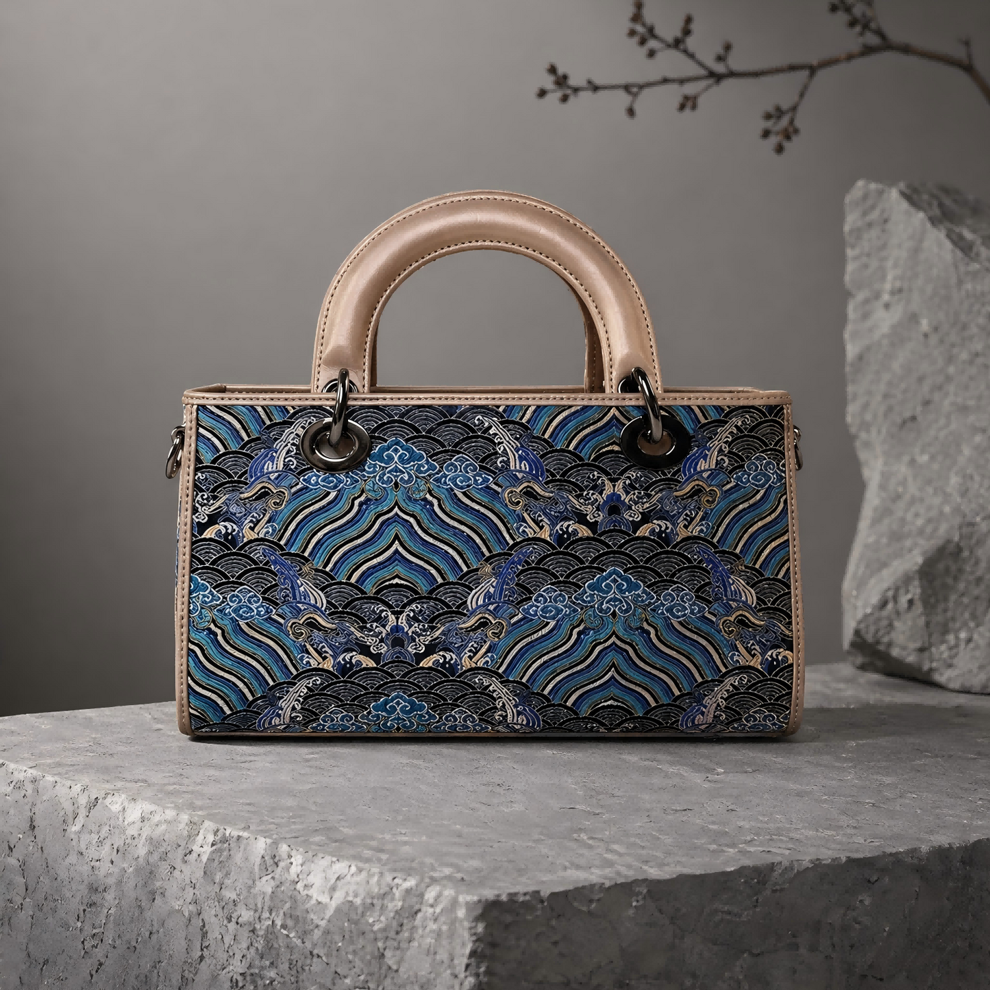Yunjin Brocade Top Handle Bag – Chinese Silk Handbag with Structured Design | Orithing