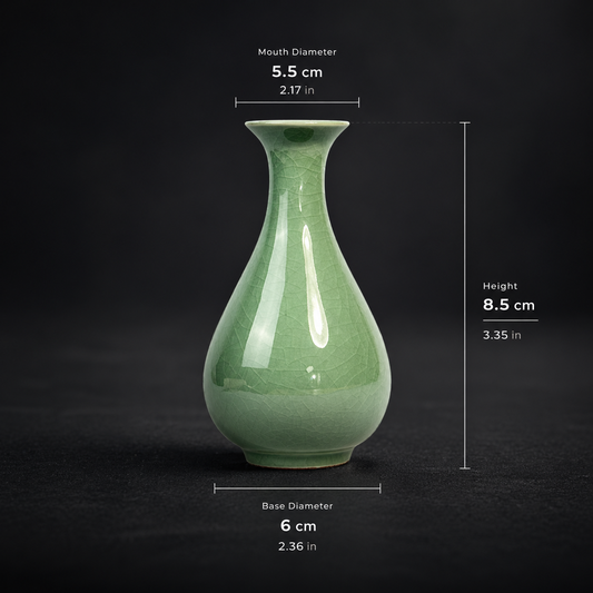 Celadon Ceramic Vase – Crackle Glaze / Smooth Finish Minimalist Chinese Style Flower Vase | Orithing