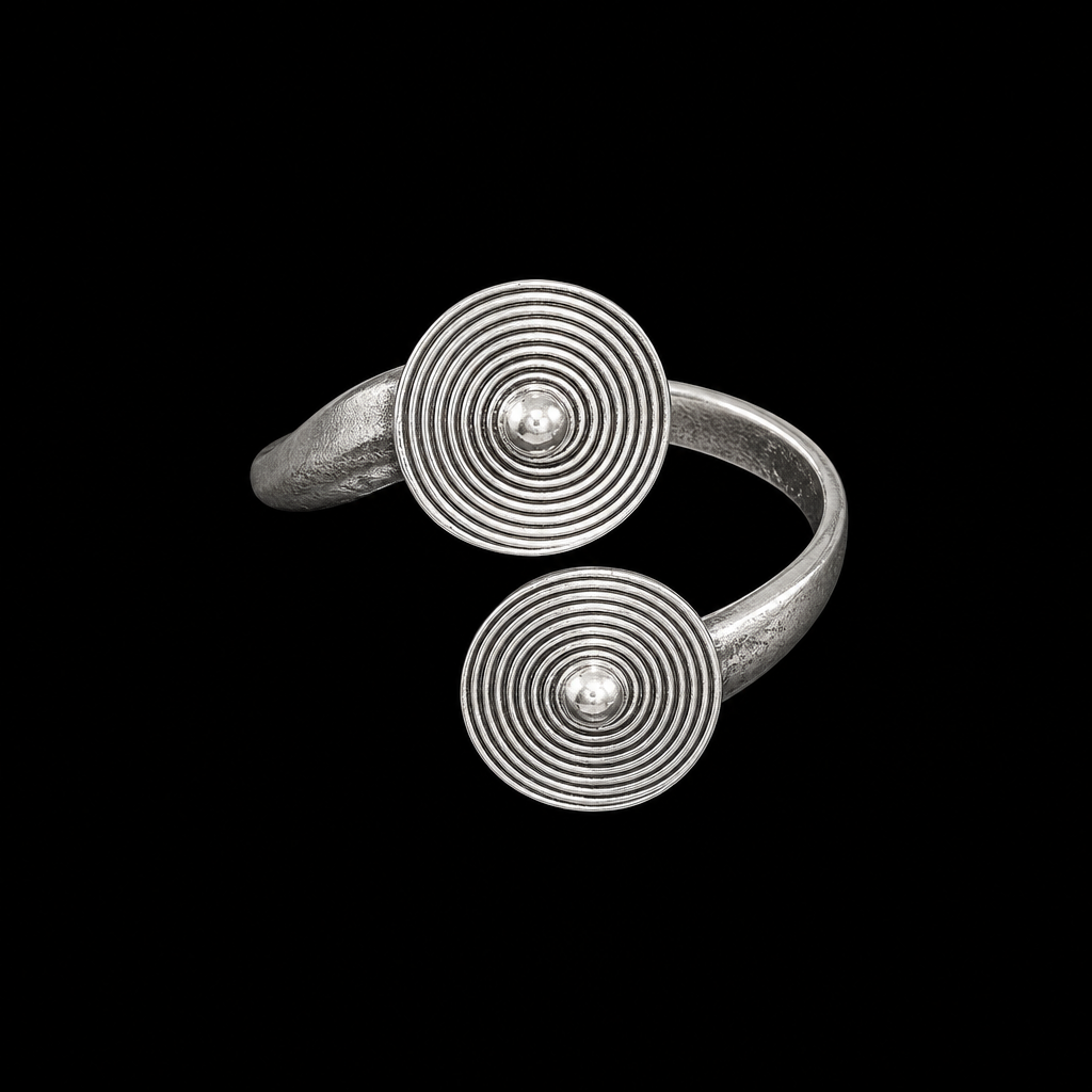 Handcrafted Miao Silver Double Spiral Ring – 999 Fine Silver Adjustable Ring