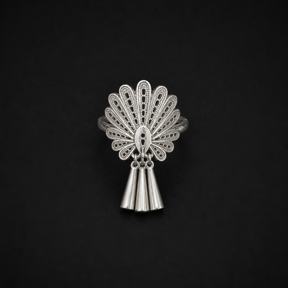 Handcrafted Miao Silver Peacock Ring – 999 Fine Silver Artisan Jewelry