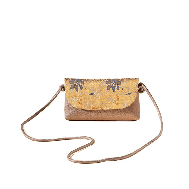 Song Brocade Embroidered Crossbody Phone Bag – Silk Mini Shoulder Bag | Orithing