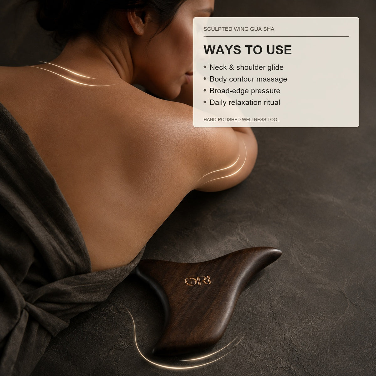Hand-Polished Sandalwood Gua Sha Massage Tool for Body & Scalp