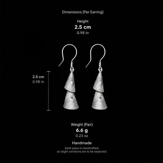 Handcrafted Miao Silver Bell Drop Earrings – 999 Fine Silver Ethnic Earrings