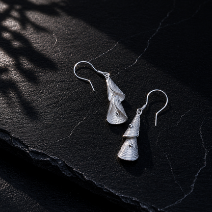 Handcrafted Miao Silver Bell Drop Earrings – 999 Fine Silver Ethnic Earrings