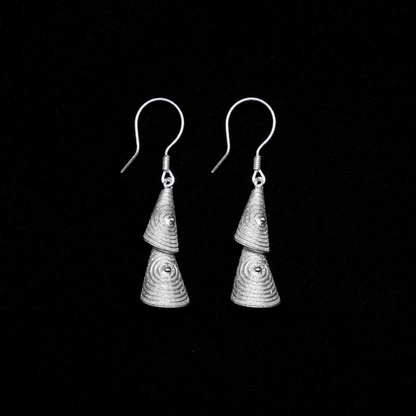 Handcrafted Miao Silver Bell Drop Earrings – 999 Fine Silver Ethnic Earrings