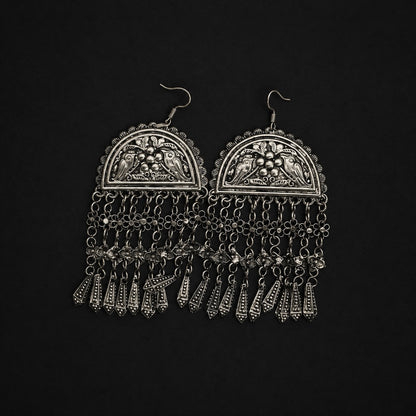 Handcrafted Miao Silver Filigree Tassel Earrings – Vintage Ethnic Statement Jewelry | Orithing