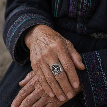 Handcrafted Miao Silver Spiral Band Ring – Bold Sculptural Statement Jewelry | Orithing