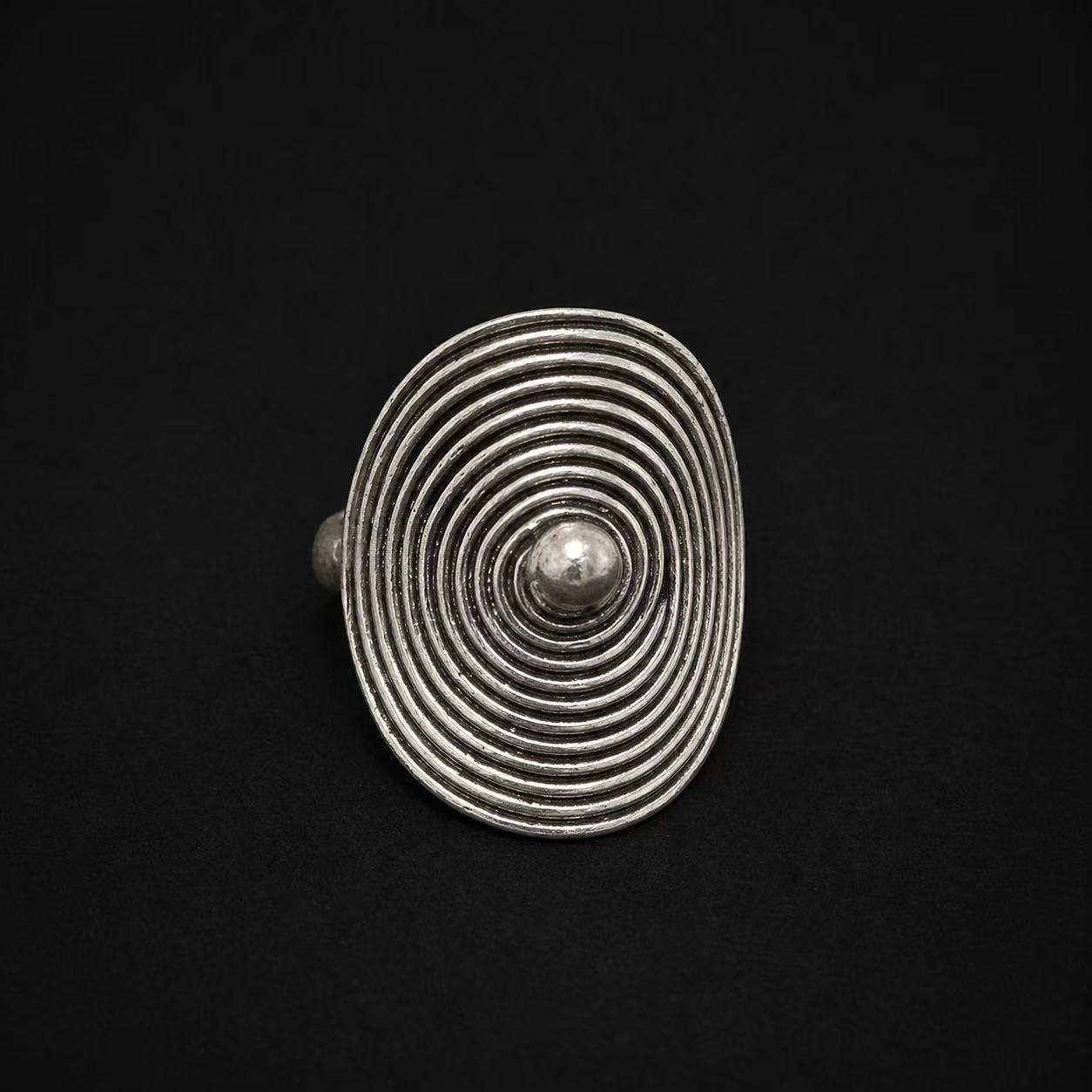 Handcrafted Miao Silver Spiral Ring – Minimalist Ethnic Statement Jewelry | Orithing