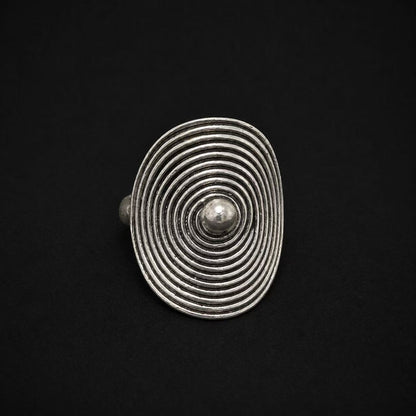 Handcrafted Miao Silver Spiral Ring – Minimalist Ethnic Statement Jewelry | Orithing