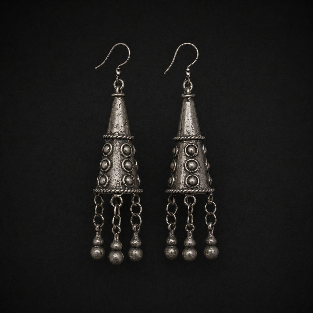 Handcrafted Miao Silver Tassel Drop Earrings – Vintage Ethnic Statement Jewelry | Orithing