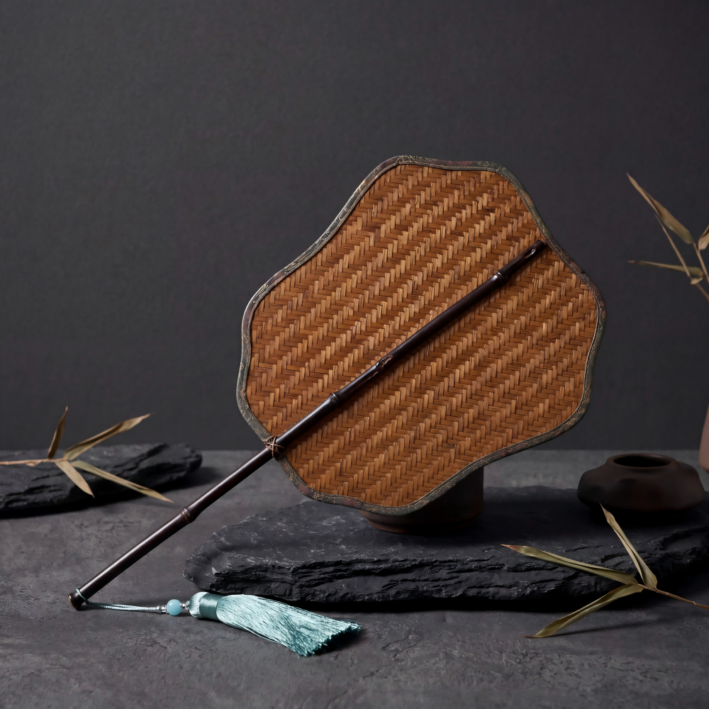 Hand-Woven Bamboo Fan with Natural Lacquerr