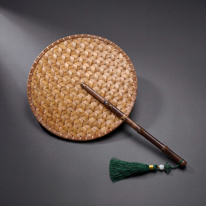 Hand-Woven Bamboo Fan with Natural Lacquerr