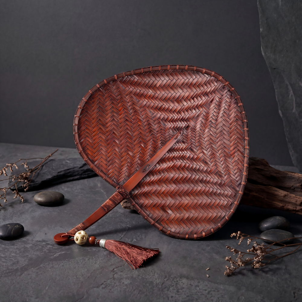 Hand-Woven Bamboo Fan with Natural Lacquerr