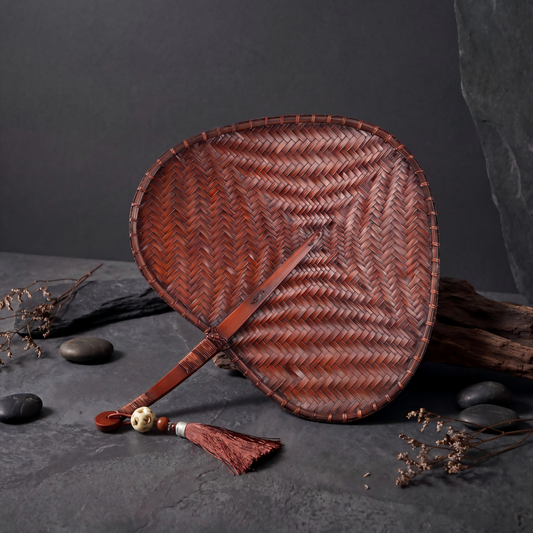 Hand-Woven Bamboo Fan with Natural Lacquerr