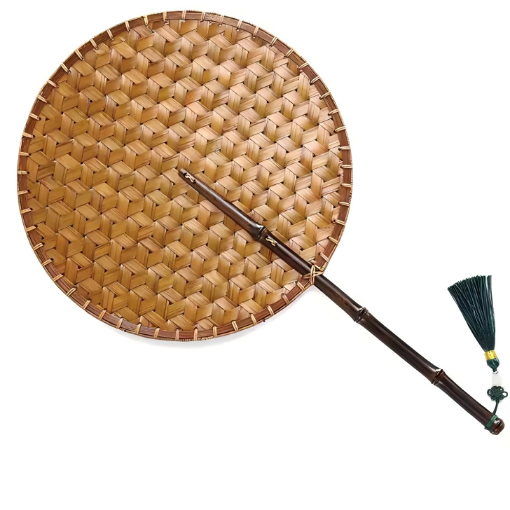 Hand-Woven Bamboo Fan with Natural Lacquerr