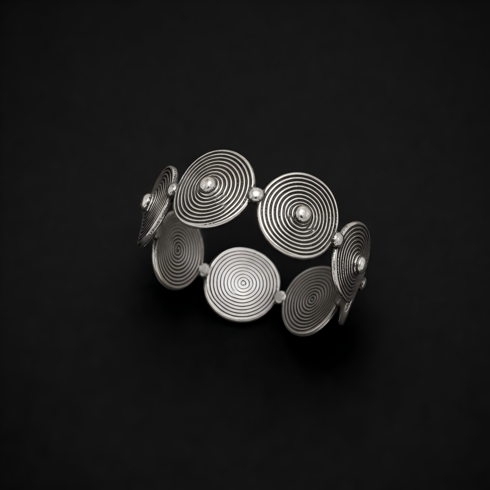 Handcrafted Miao Silver Concentric Circle Ring – 999 Fine Silver Adjustable Ring