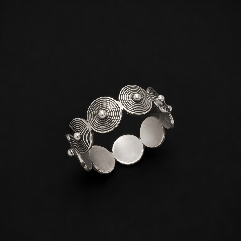Handcrafted Miao Silver Concentric Circle Ring – 999 Fine Silver Adjustable Ring