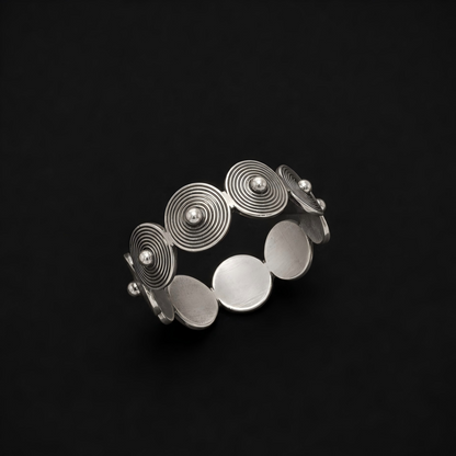Handcrafted Miao Silver Concentric Circle Ring – 999 Fine Silver Adjustable Ring