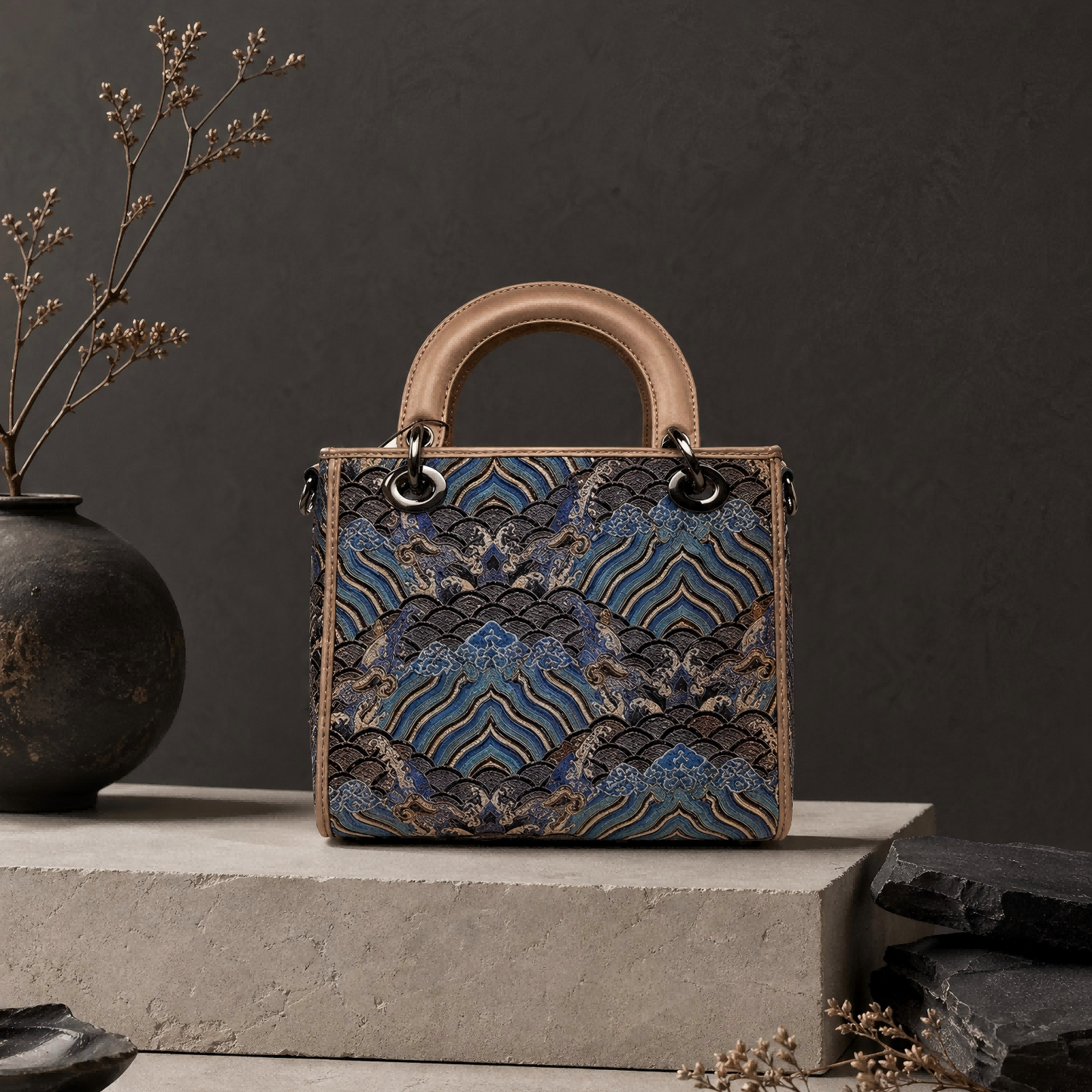 Yunjin Brocade Top Handle Bag – Chinese Silk Handbag with Structured Design | Orithing