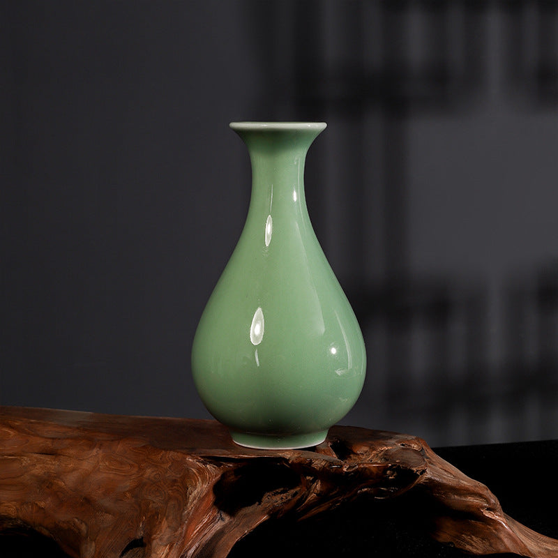 Celadon Ceramic Vase – Crackle Glaze / Smooth Finish Minimalist Chinese Style Flower Vase | Orithing