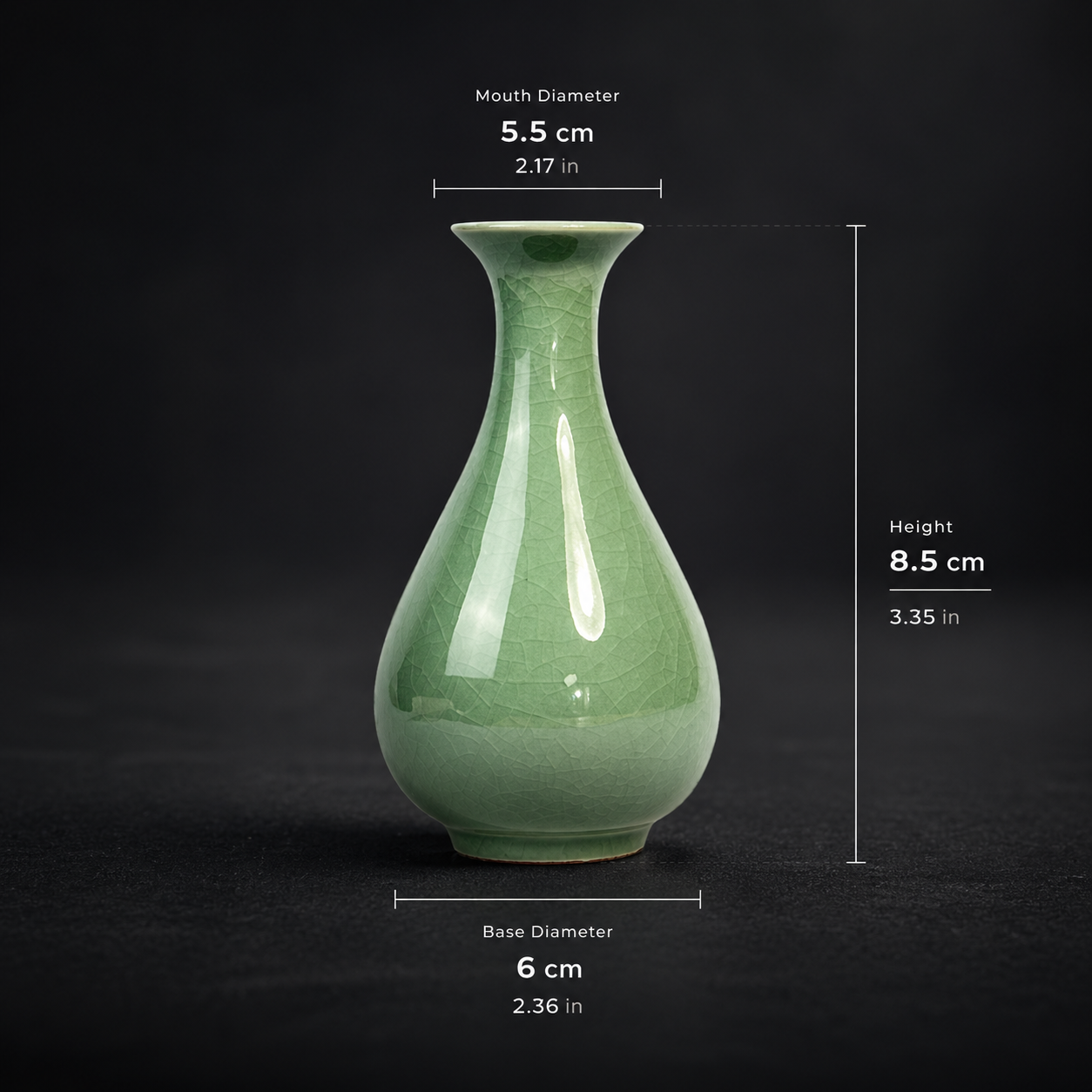 Celadon Ceramic Vase – Crackle Glaze / Smooth Finish Minimalist Chinese Style Flower Vase | Orithing