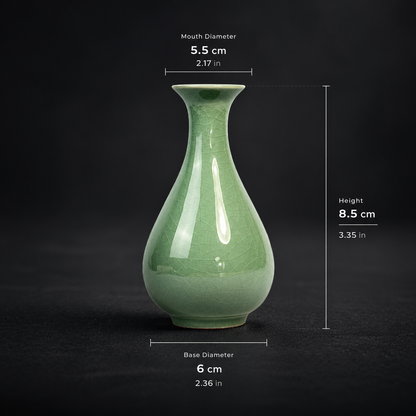 Celadon Ceramic Vase – Crackle Glaze / Smooth Finish Minimalist Chinese Style Flower Vase | Orithing