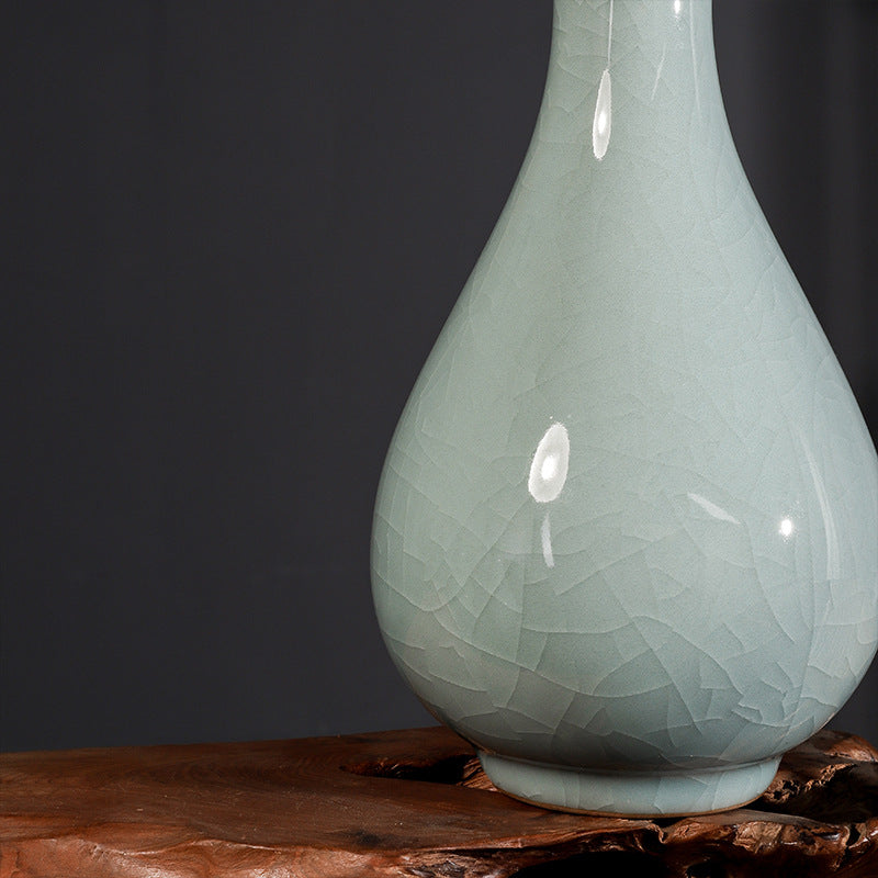 Celadon Ceramic Vase – Crackle Glaze / Smooth Finish Minimalist Chinese Style Flower Vase | Orithing