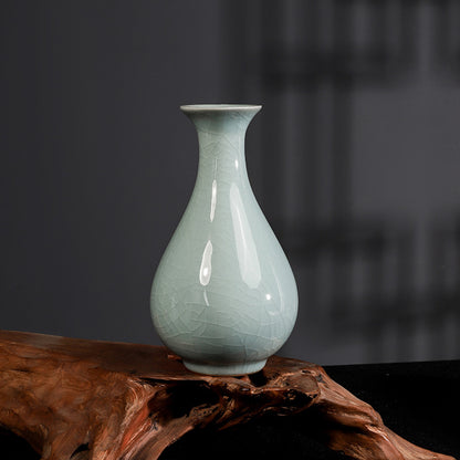 Celadon Ceramic Vase – Crackle Glaze / Smooth Finish Minimalist Chinese Style Flower Vase | Orithing