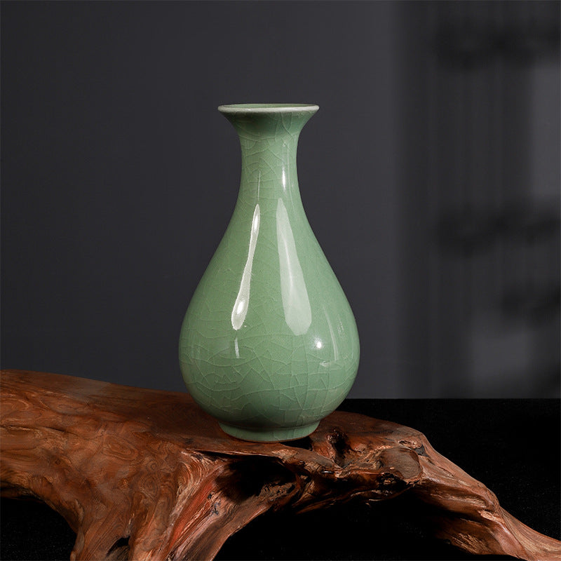 Celadon Ceramic Vase – Crackle Glaze / Smooth Finish Minimalist Chinese Style Flower Vase | Orithing