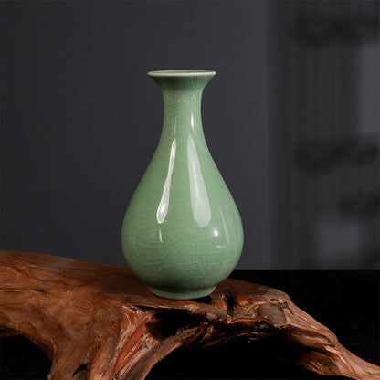 Celadon Ceramic Vase – Crackle Glaze / Smooth Finish Minimalist Chinese Style Flower Vase | Orithing