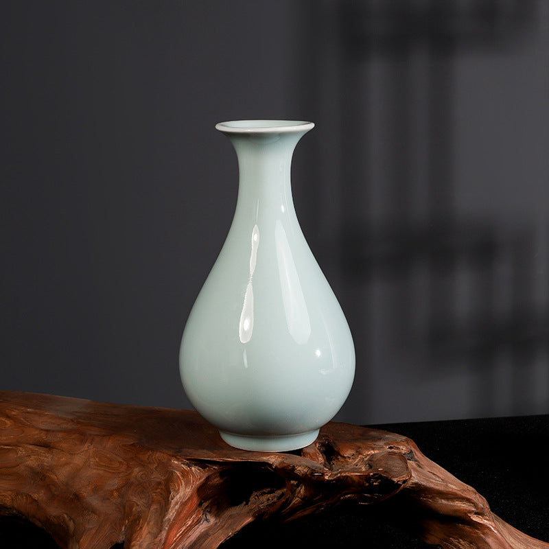 Celadon Ceramic Vase – Crackle Glaze / Smooth Finish Minimalist Chinese Style Flower Vase | Orithing