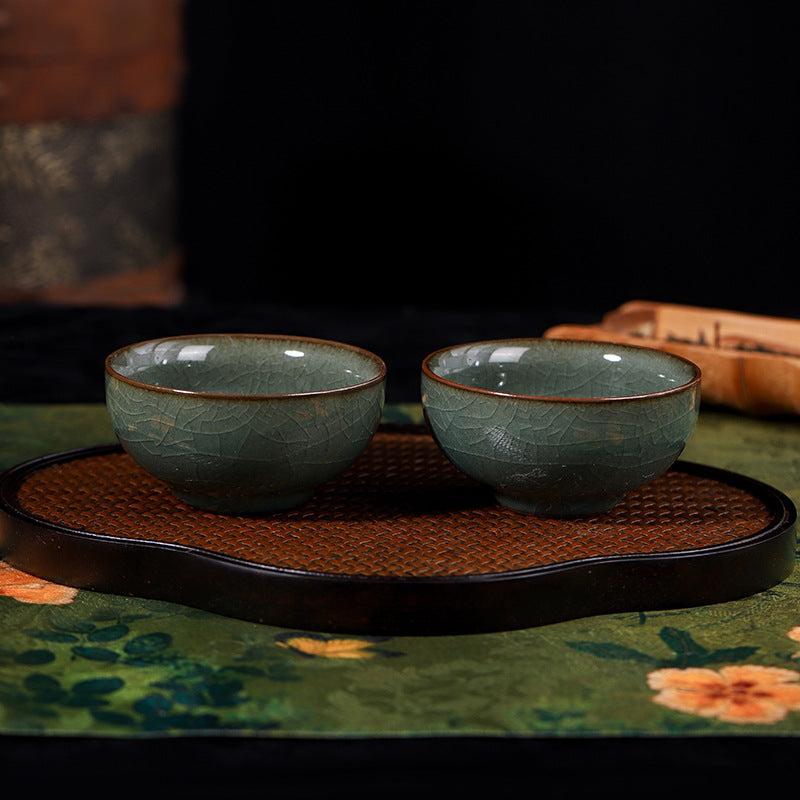 Handcrafted Celadon Teacup - Ge Kiln Ice-Crack Glaze