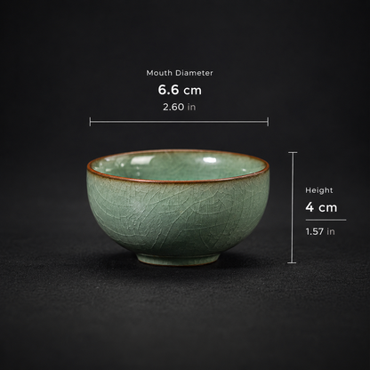 Handcrafted Celadon Teacup - Ge Kiln Ice-Crack Glaze