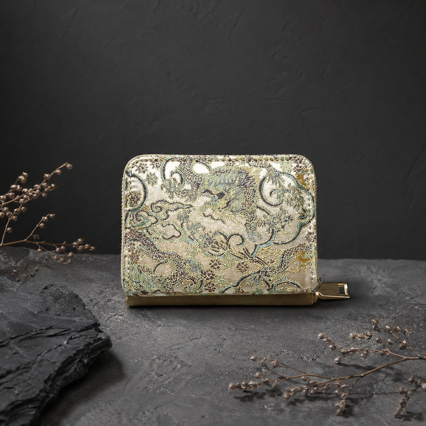 Song Brocade Silk Card Holder Wallet – Mulberry Silk Zipper Card Case | Orithing