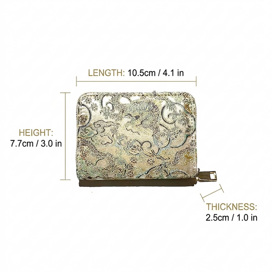 Song Brocade Silk Card Holder Wallet – Mulberry Silk Zipper Card Case | Orithing