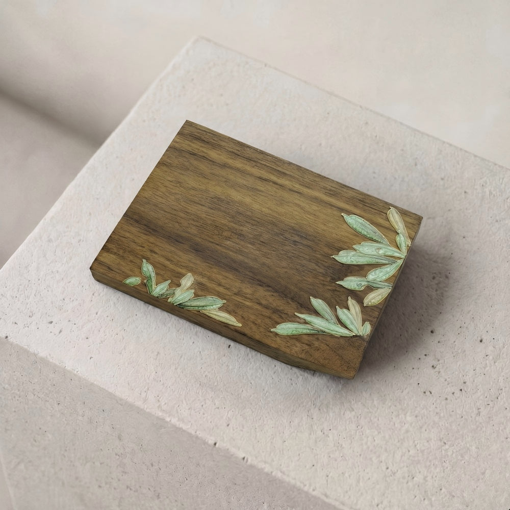 Handcrafted Square Cloisonné Enamel Coaster｜ Black Walnut Wood