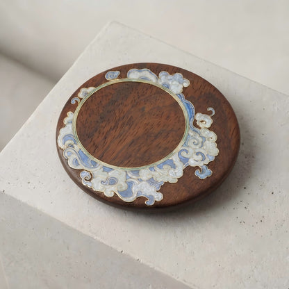 Handcrafted Circular Cloisonné Enamel Coaster ｜Red Sandalwood