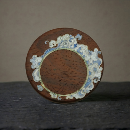 Handcrafted Circular Cloisonné Enamel Coaster ｜Red Sandalwood