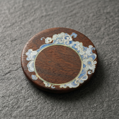 Handcrafted Circular Cloisonné Enamel Coaster ｜Red Sandalwood