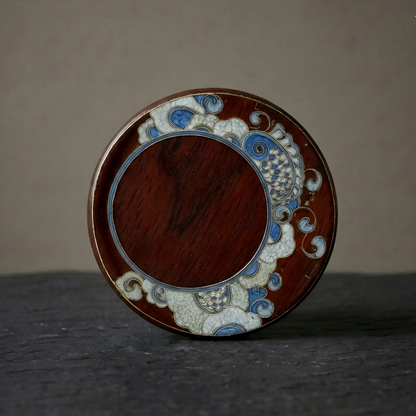 Handcrafted Circular Cloisonné Enamel Coaster ｜Red Sandalwood