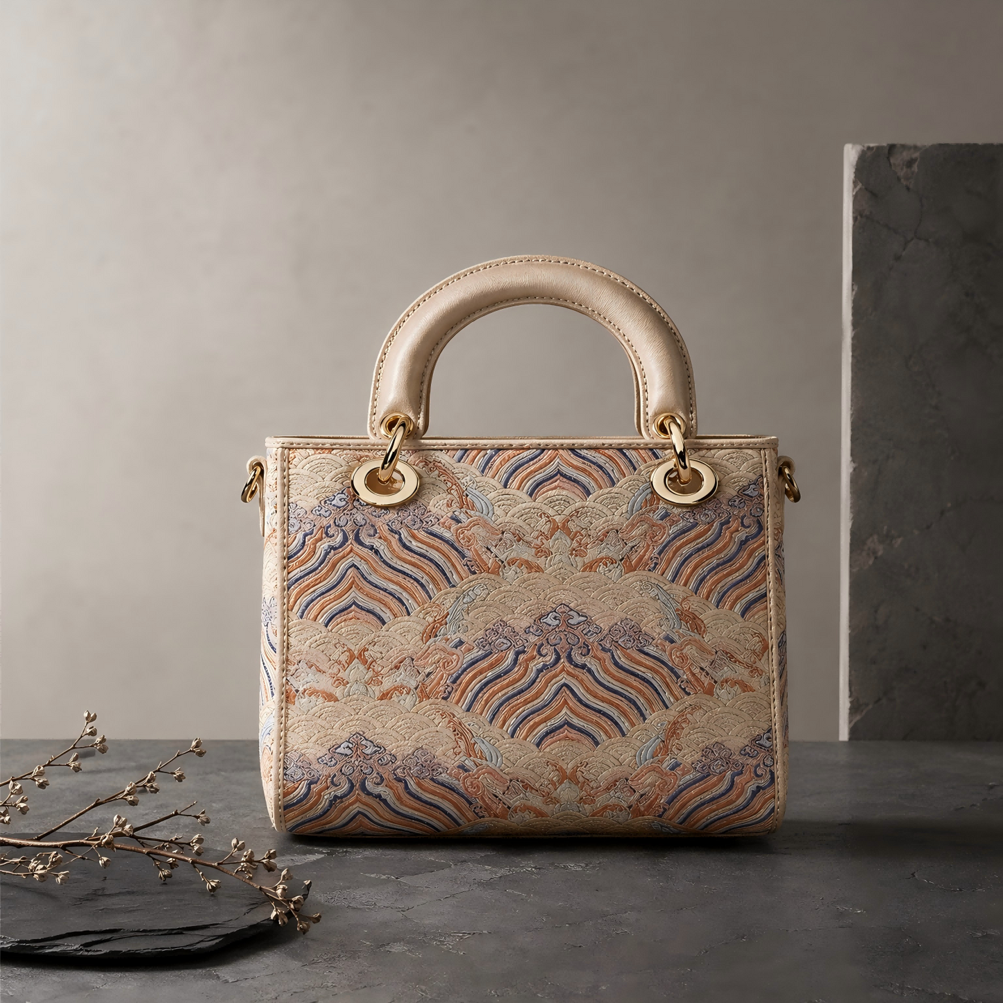 Yunjin Brocade Top Handle Bag – Chinese Silk Handbag with Structured Design | Orithing
