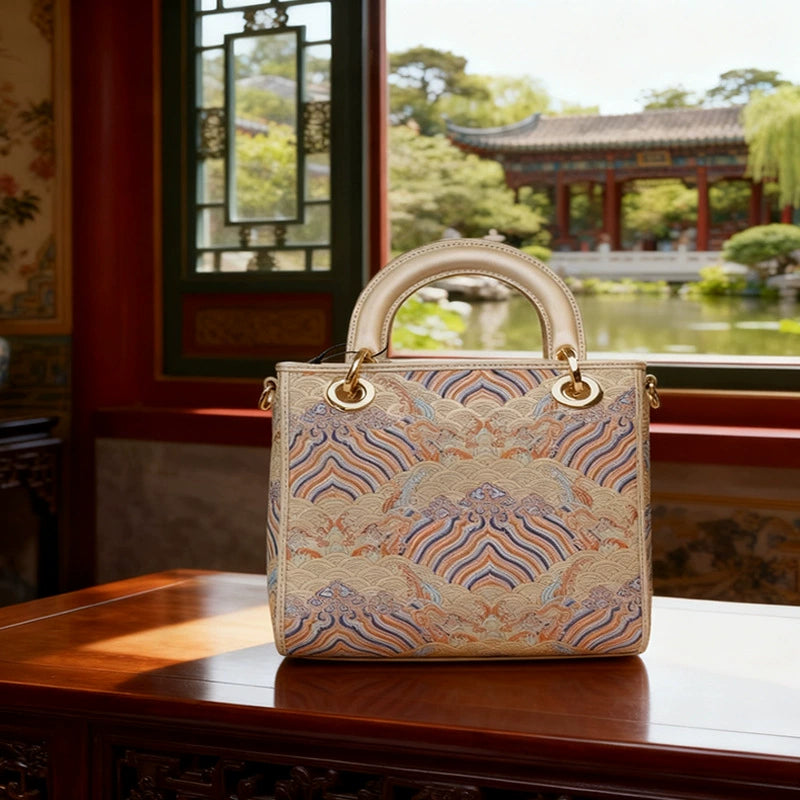 Yunjin Brocade Top Handle Bag – Chinese Silk Handbag with Structured Design | Orithing