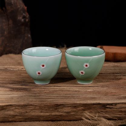 Handcrafted Longquan Celadon Tea Cup – Plum Blossom Kung Fu Teacup