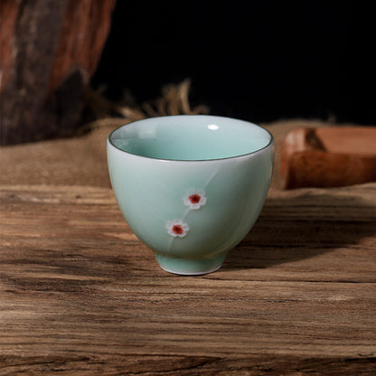 Handcrafted Longquan Celadon Tea Cup – Plum Blossom Kung Fu Teacup