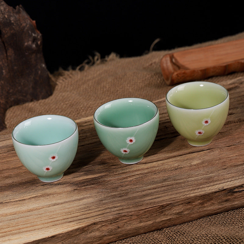 Handcrafted Longquan Celadon Tea Cup – Plum Blossom Kung Fu Teacup