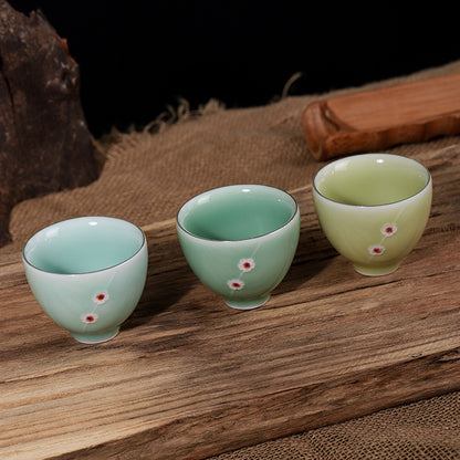 Handcrafted Longquan Celadon Tea Cup – Plum Blossom Kung Fu Teacup