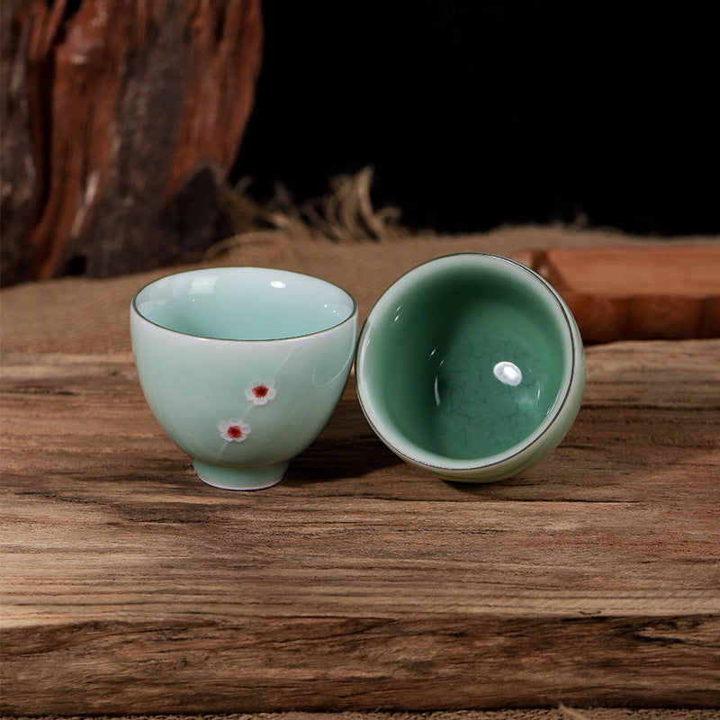 Handcrafted Longquan Celadon Tea Cup – Plum Blossom Kung Fu Teacup