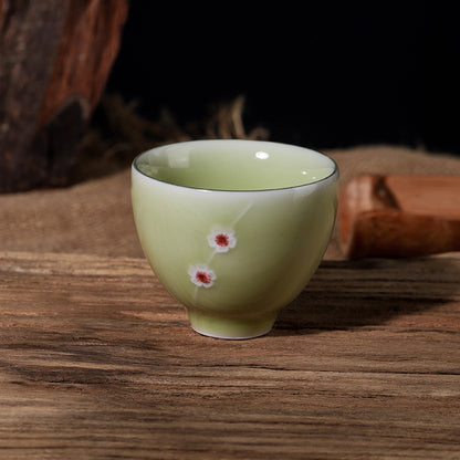 Handcrafted Longquan Celadon Tea Cup – Plum Blossom Kung Fu Teacup