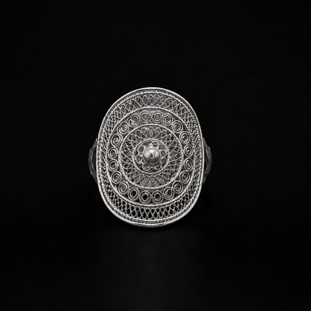 Handcrafted Miao Silver Filigree Ring – 999 Fine Silver Artisan Jewelry